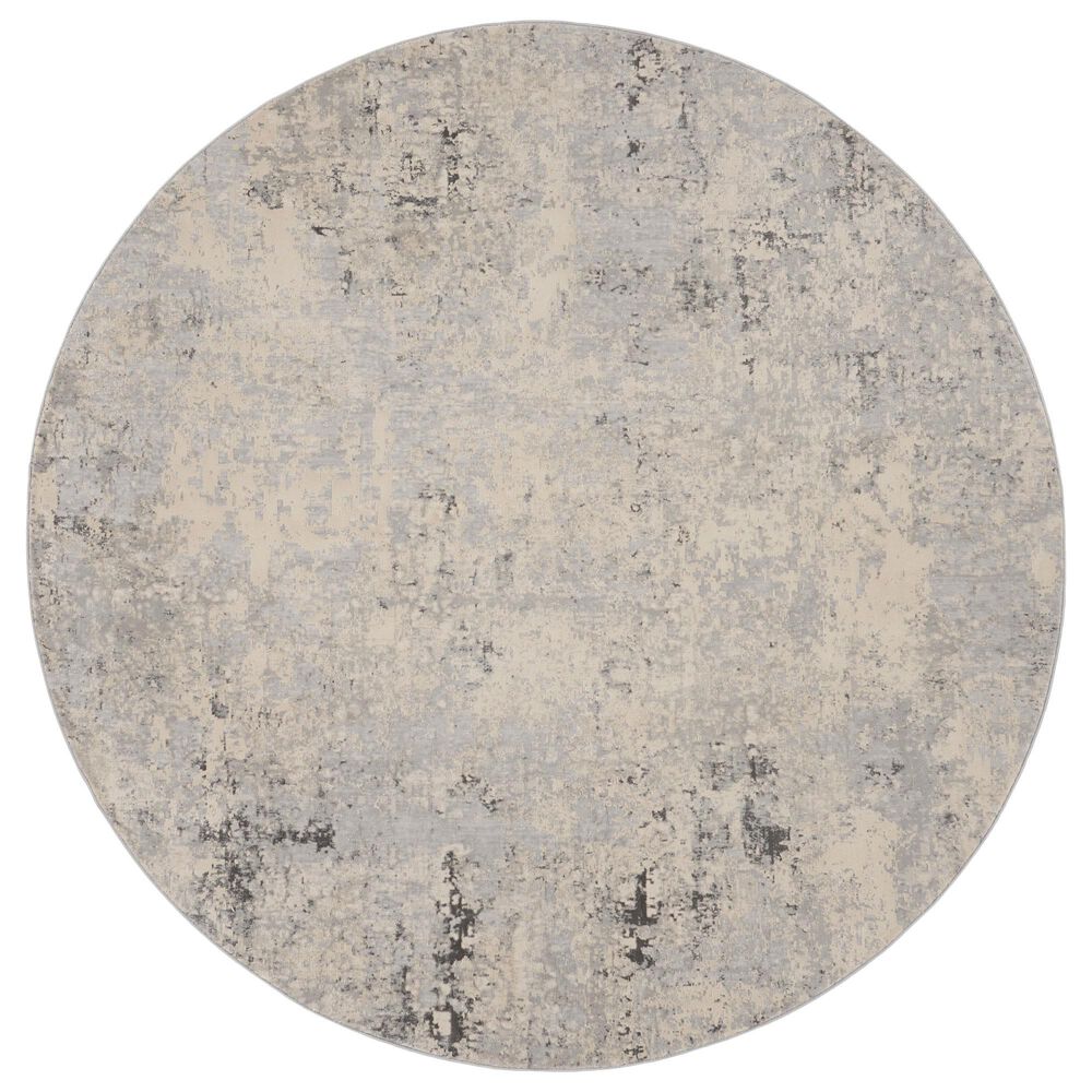Nourison Rustic Textures Grey and Beige 5"3" Round Area Rug, , large