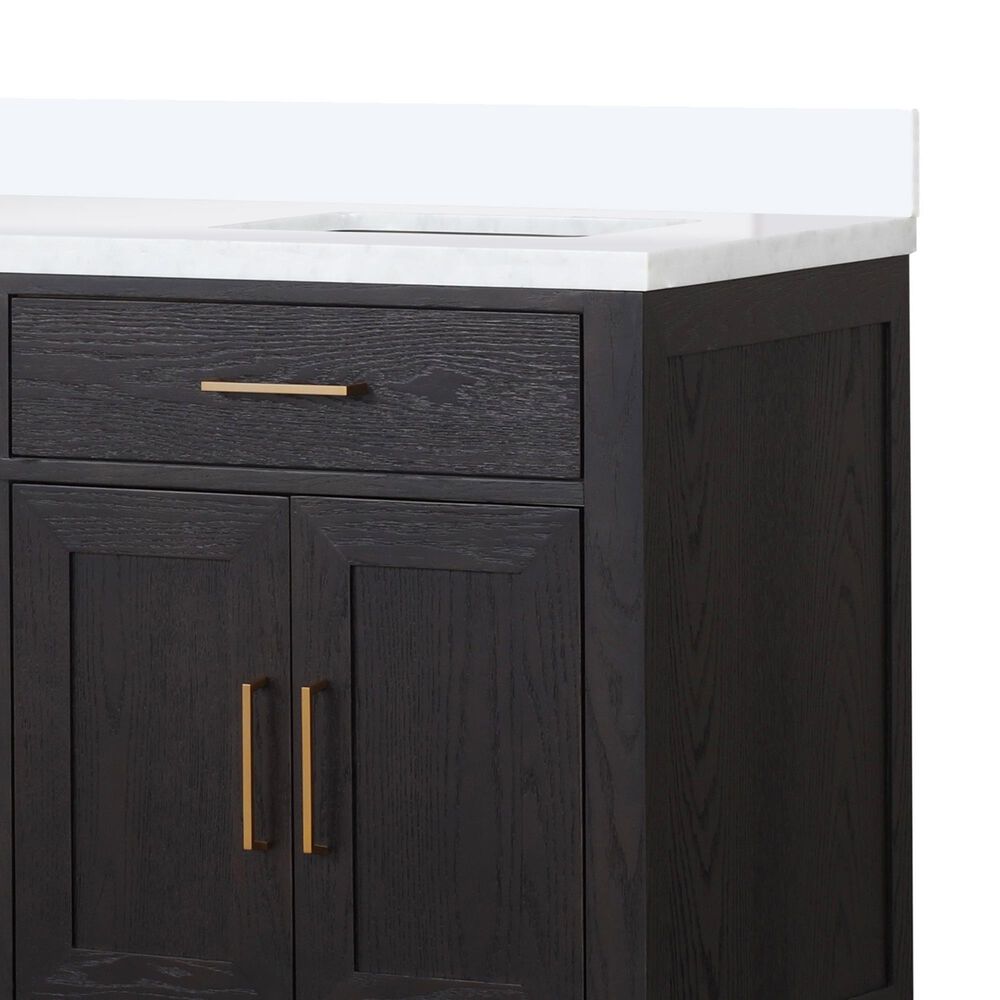 Lexora Home Abbey 72&quot; Double Bathroom Vanity in Black Oak with 2 cm White Quartz Top and Rectangular Sinks, , large
