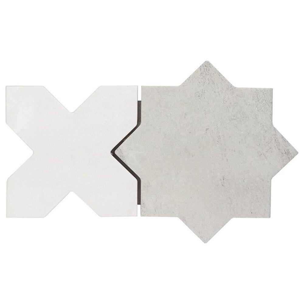Soho Studio Malta Dove Gray Star and White Cross 6" x 6" Porcelain Tile Kit, , large