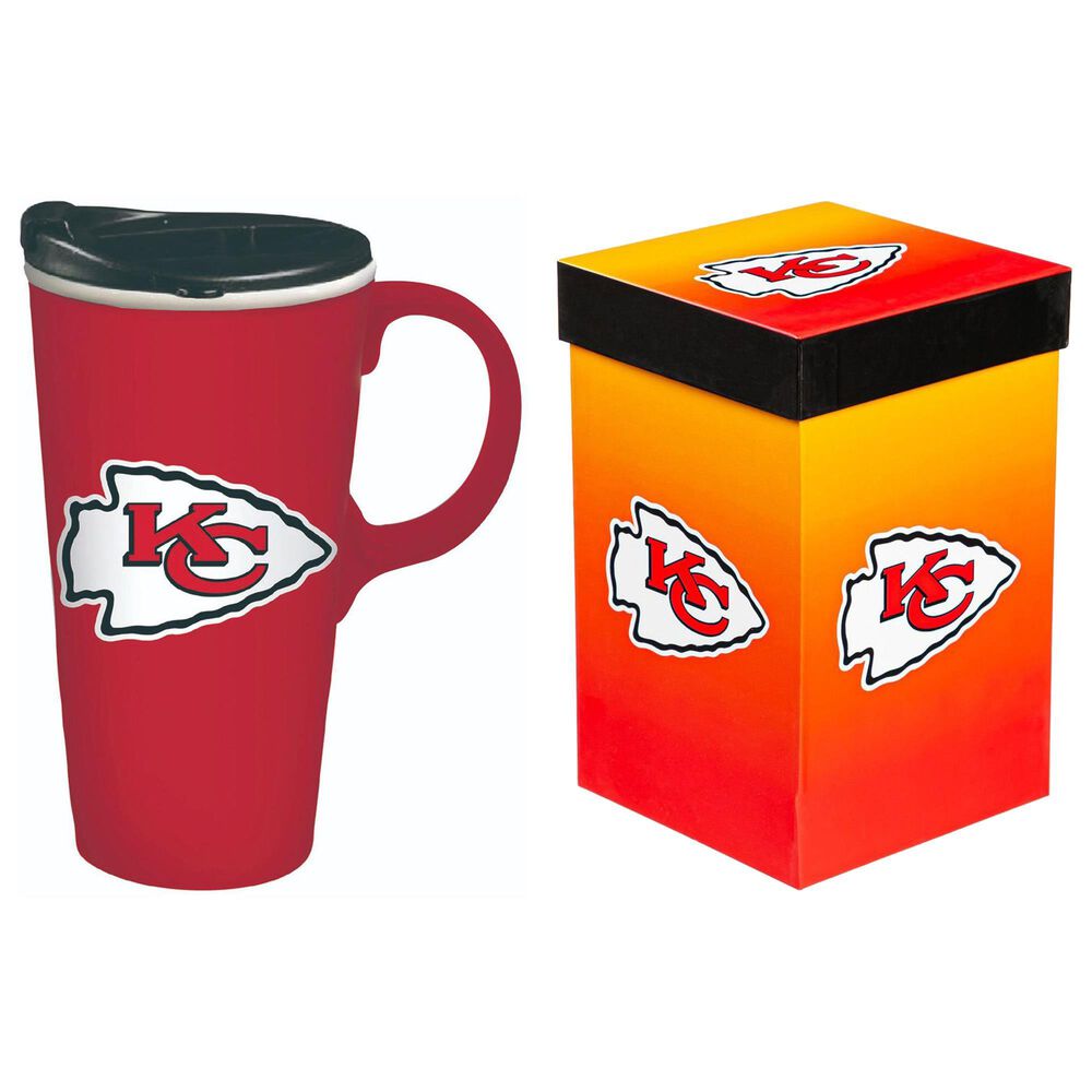 Cypress 17 Oz Travel Latte Mug with Gift Box in Red and White, , large