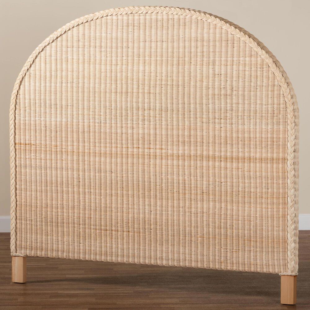 Baxton Studio Lanica Japandi King Standalone Headboard in Pale Brown, , large
