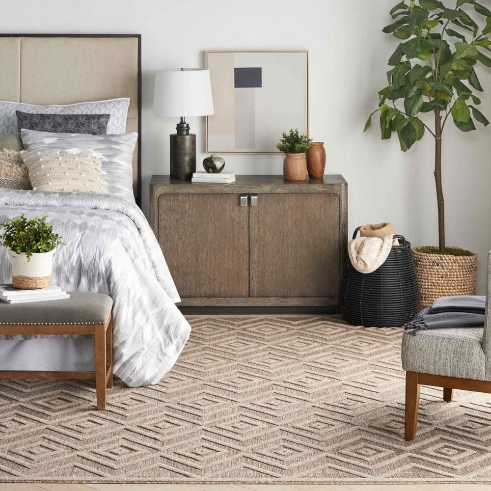 Nourison Versatile 7&#39; x 10&#39; Natural Beige Indoor/Outdoor Area Rug, , large
