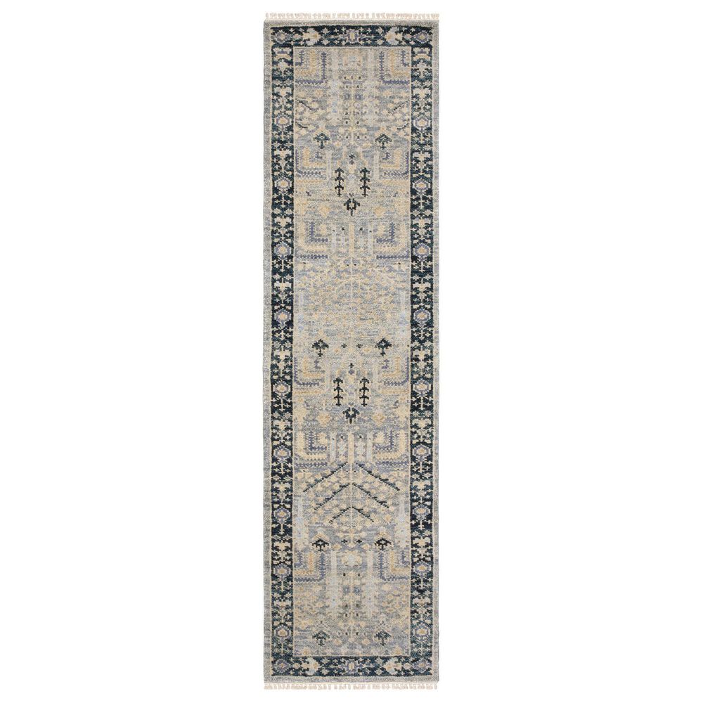 Oriental Weavers Majorca MAJ04 Grey and Blue 2"6" x 10" Runner, , large