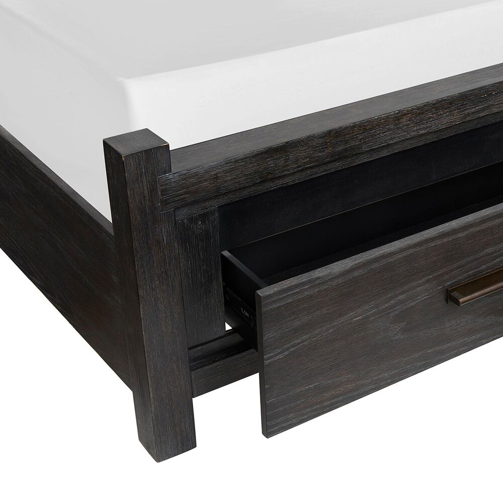 Nicolette Home Plum Creek King Panel Storage Bed with Upholstered Headboard in Ravenwood Black, , large