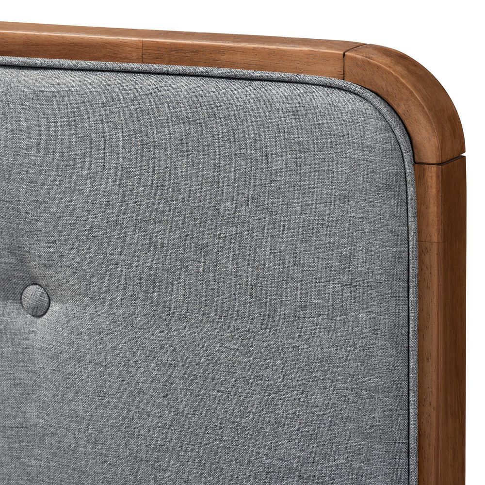 Baxton Studio Palina Full Headboard with Dark Grey Upholstered in Walnut Brown, , large