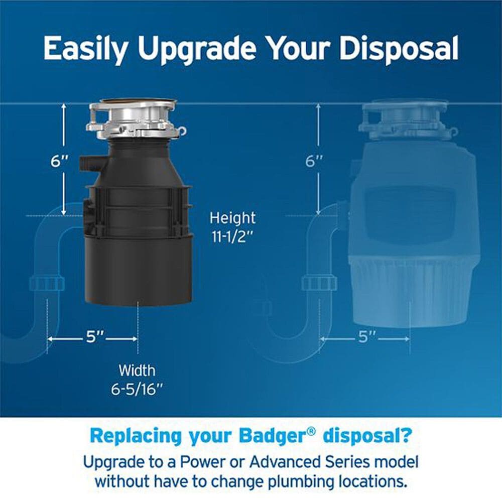 InSinkerator Badger 1 Garbage Disposal 1/3 HP with Cord in Waterborne Gray Enamel, , large