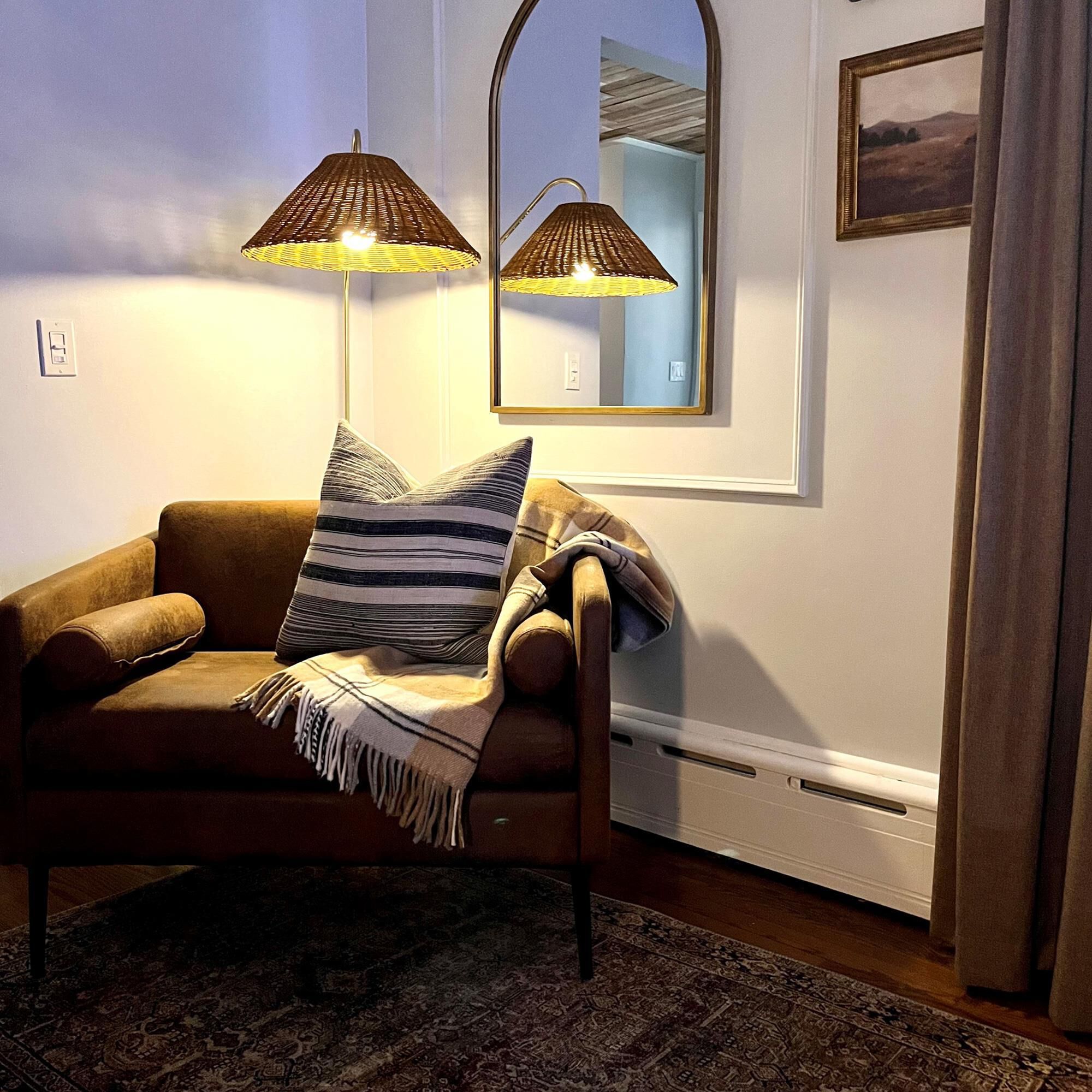 Mitzi Lighting Lauren Floor Lamp in Aged Brass and Texture Black