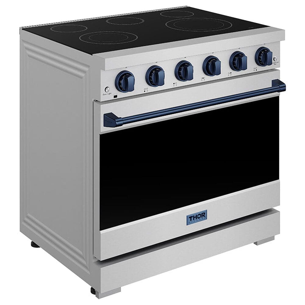 Thor Kitchen Gordon Ramsay 6 Cu. Ft. Professional Freestanding Electric Range with Blue Handle Kit in Stainless Steel, , large
