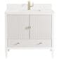 James Martin Vanities Myrrin 36" Vanity in Bright White with Single Hole 3 CM White Zeus Quartz Top & Backsplash, , large