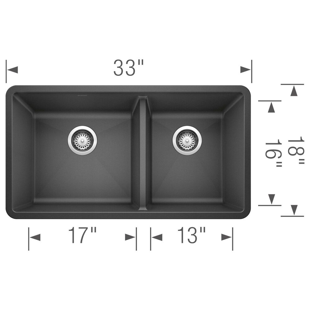 Blanco Precis 33&quot; 1-3/4 Double Bowl Kitchen Sink in Anthracite, , large