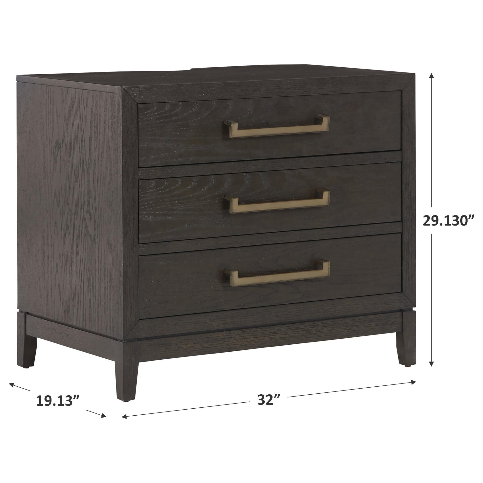 Large 3 store drawer nightstand