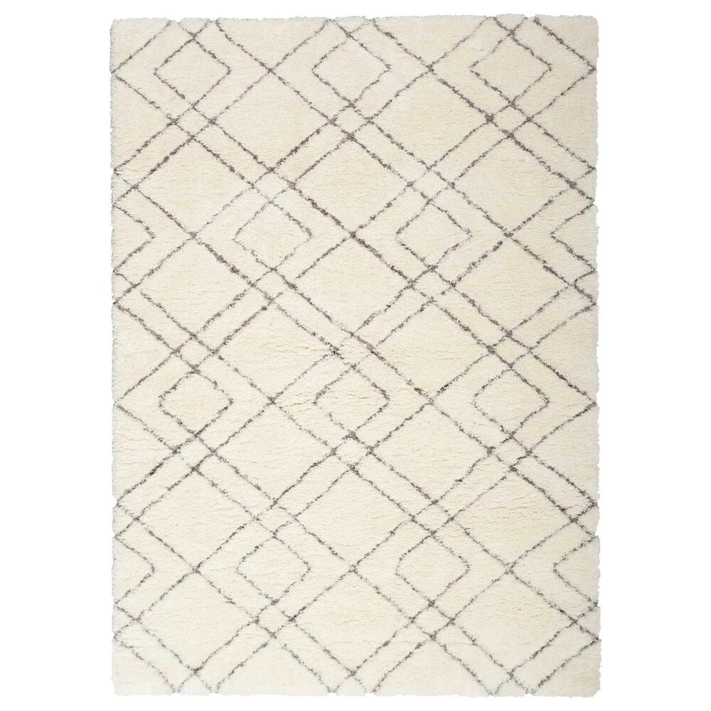 Nourison Dreamy Shag Geometric 4" x 6" Ivory Area Rug, , large