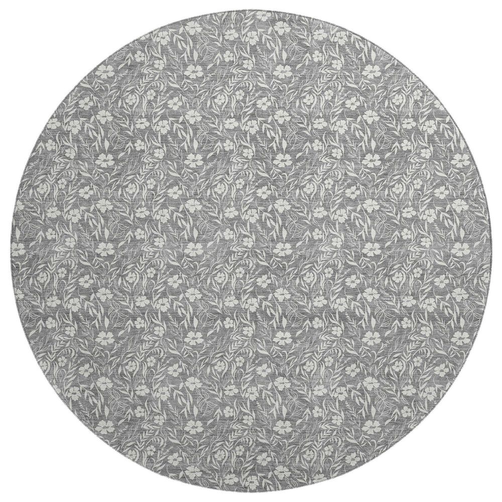 Dalyn Rug Company Soft Essentials Floral Gray 8" Round Indoor/Outdoor Area Rug, , large
