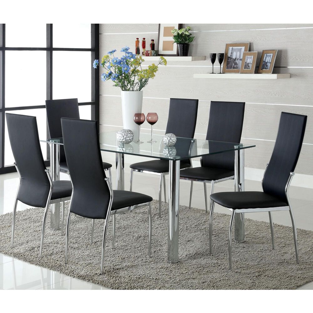 Furniture of America Salazar 7-Piece Dining Set in Black, , large
