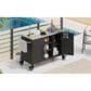 HOMLUX 55.5" Outdoor Kitchen Island with Sink in Black and Stainless Steel, , large