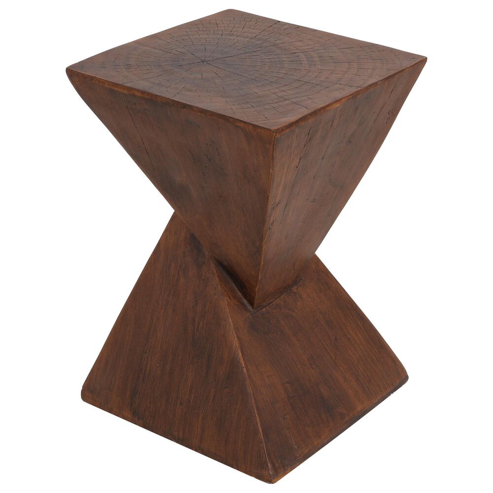 Hearth and Haven Tess Outdoor Twist-Shape Side Table in Dark Brown, , large