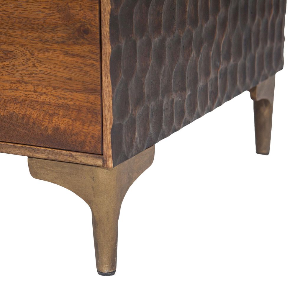 Home Trends &amp; Design Santa Cruz Executive Desk in Walnut and Antique Gold, , large