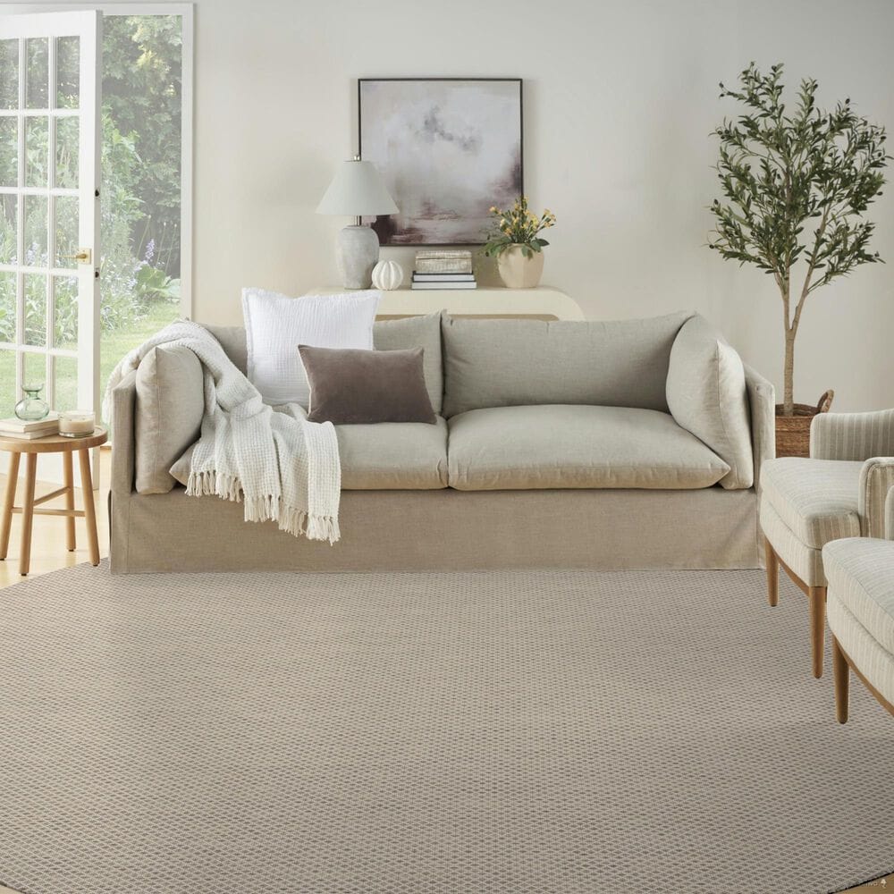 Nourison Courtyard Ivory and Silver 10&#39; Round Indoor/Outdoor Area Rug, , large