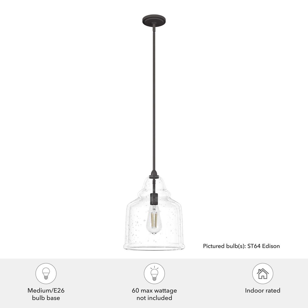 Hunter Dunshire 12&quot; 1-Light Medium Pendant with Seeded Shade in Noble Bronze, , large