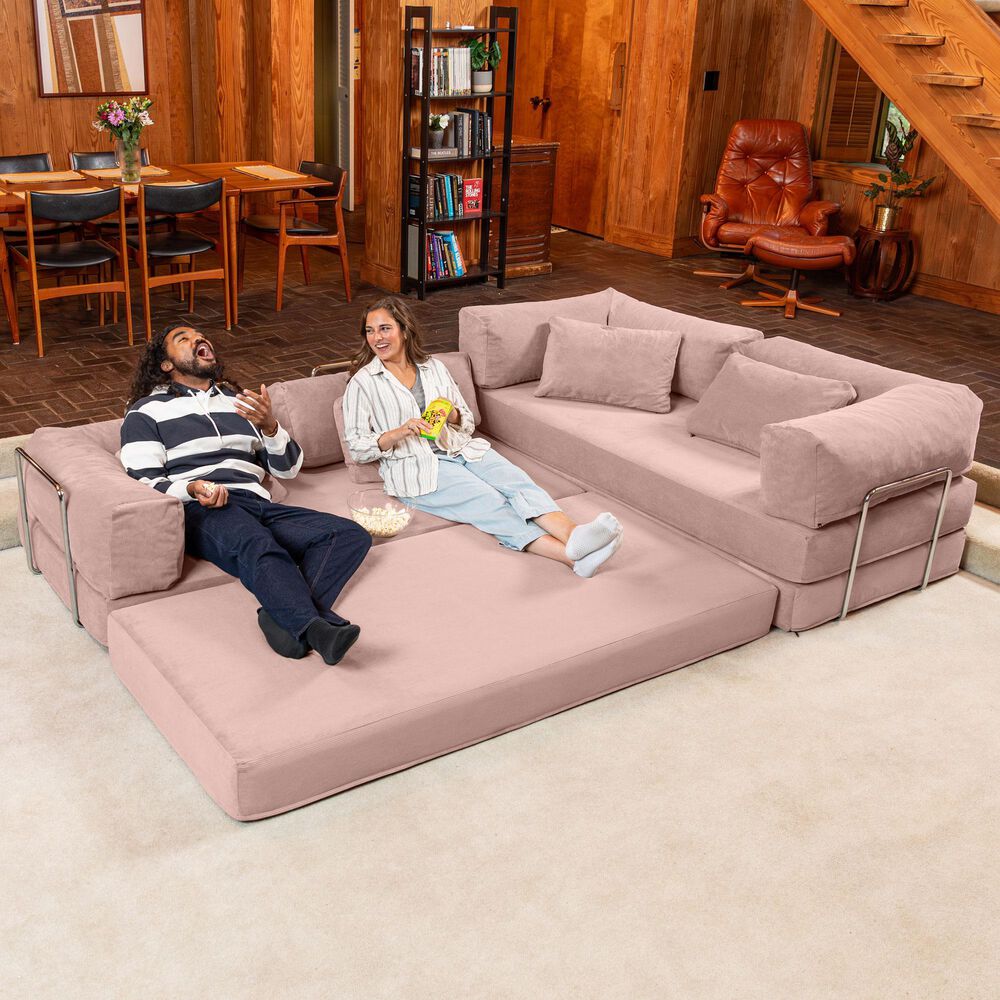 Jaxx Unsofa 2-Piece Modular Right Facing L-Shaped Sectional in Peony Pink, , large