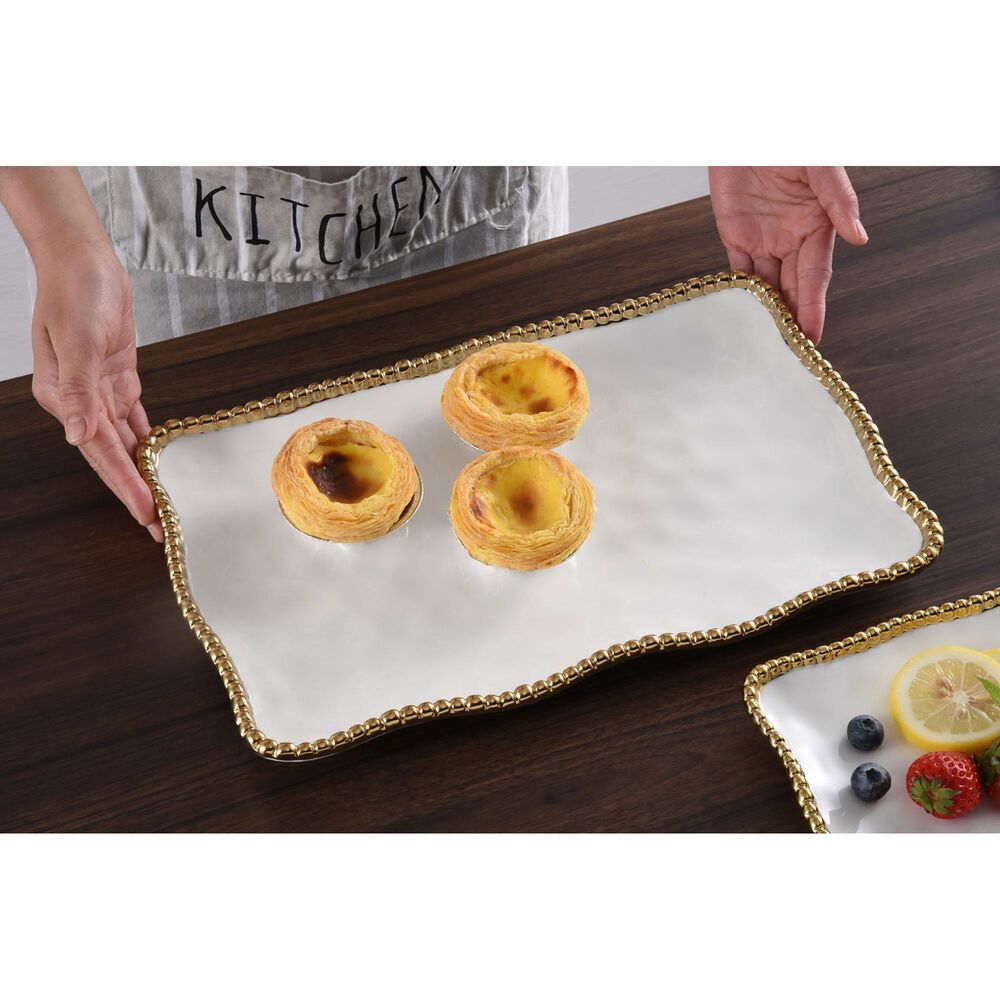 Pampa Bay Salerno Medium Platter in White and Gold Shop NFM