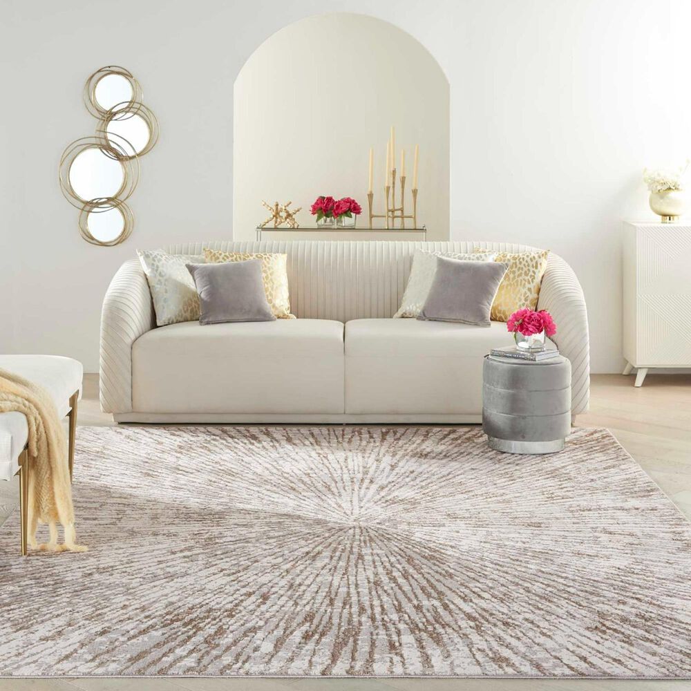 Nourison Metallic 8&#39; x 10&#39; Grey Mocha and Gold Area Rug, , large