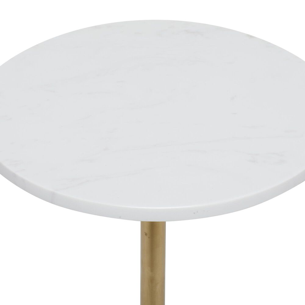 Maple and Jade Pedestal End Table in White and Gold, , large