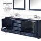 Lexora Home Dukes 80" Double Bathroom Vanity in Dark grey with 2 cm White Quartz Top, Rectangular Sinks and 30" Mirrors, , large