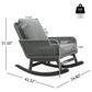 Hearth and Haven Minimalist Patio Rocking Chair with Cushions and Wood Frame in Gray, , large