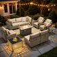 HOMLUX 11-Piece Patio Conversation Set with LED Coffee Table in Beige, , large