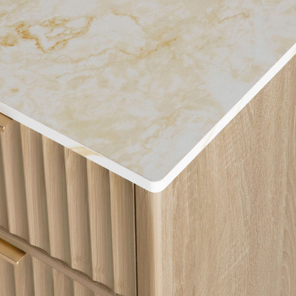 HOMLUX 83" Fluted Kitchen Island in Natural, , large