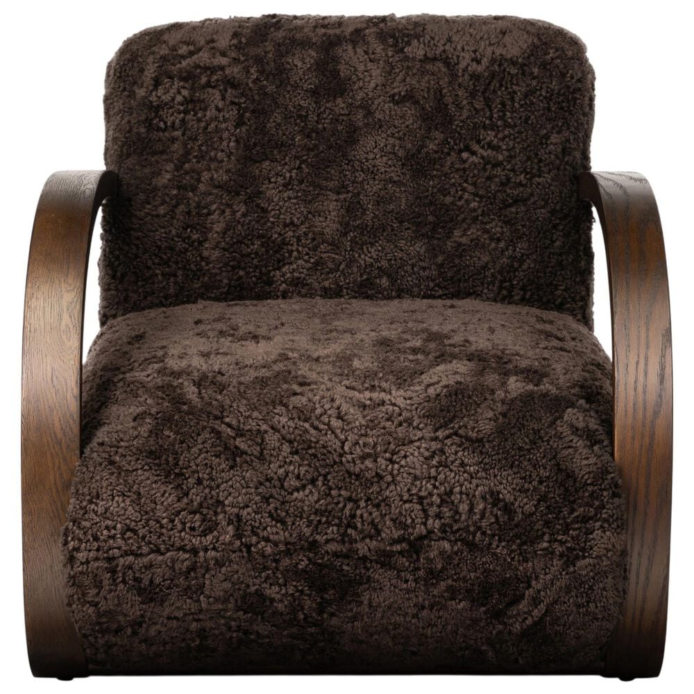 Four Hands Burke Arm Chair in Cocoa Shearling, , large