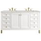 James Martin Vanities Chicago 60" Double Bathroom Vanity in Glossy White with 3 cm Victorian Silver Quartz Top and Rectangular Sinks, , large