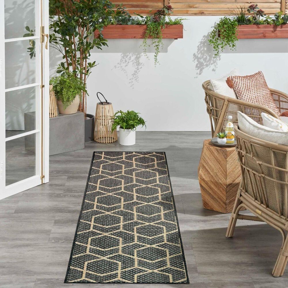 Nourison Horizon HOZ01 Charcoal 2&#39;2&quot; x 8&#39; Indoor/Outdoor Runner, , large