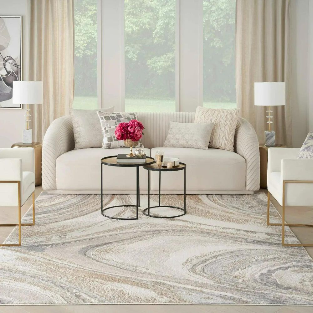 Nourison Brushstrokes 7&#39;10&quot; x 9&#39;10&quot; Cream and Grey Area Rug, , large