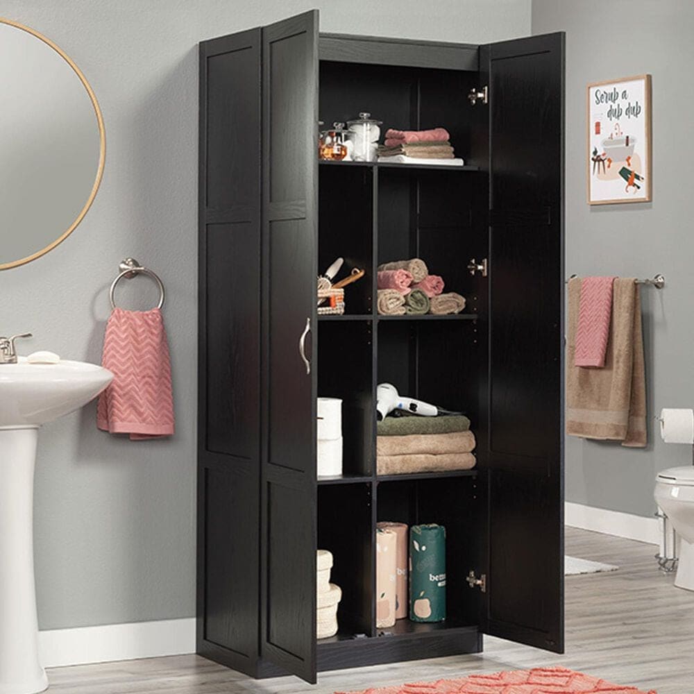 Sauder Select Collection 2-Door Storage Cabinet with Shelves in Black, , large