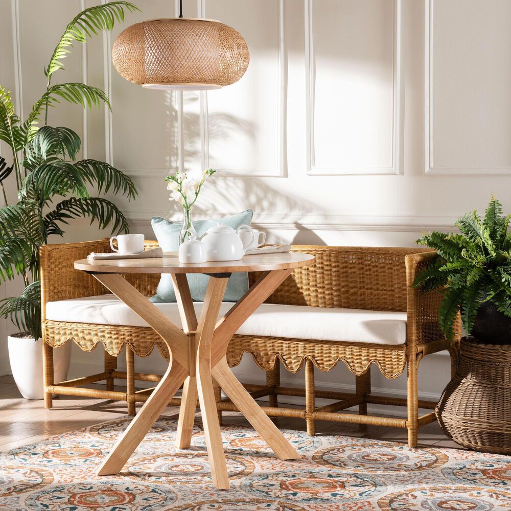 Baxton Studio Seranay Dining Bench in Light Honey, , large