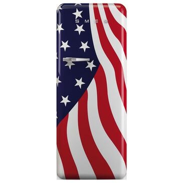 SMEG Retro Style 9.92 Cu. Ft Right-Hinged Refrigerator with Internal Freezer Compartment in American Flag, , large