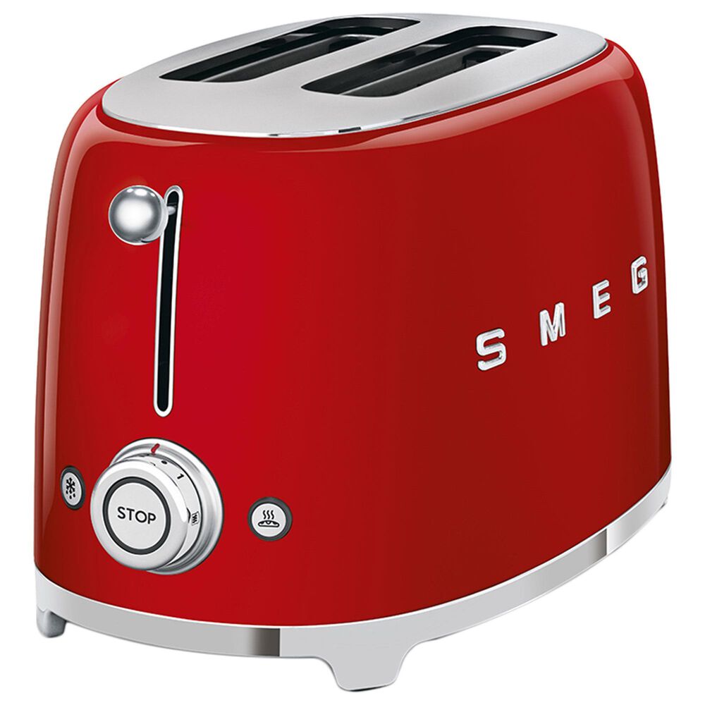 SMEG 2-Slice Retro Style Toaster in Red and Stainless Steel, , large