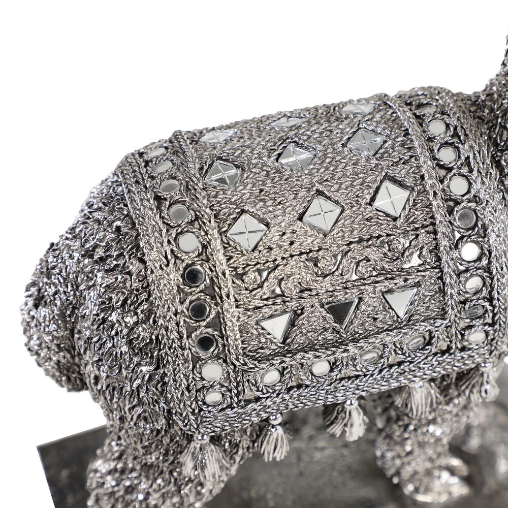 Maple and Jade Eclectic Resin Llama Sculpture in Silver &#40;Set of 2&#41;, , large