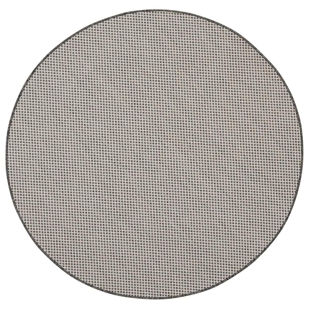 Nourison Courtyard Ivory and Charcoal 5&#39; Round Indoor/Outdoor Area Rug, , large