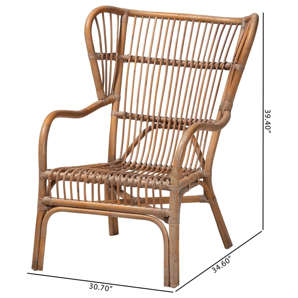 Baxton Studio Lamaria Rattan Arm Chair in Natural Brown Antique, , large