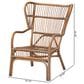 Baxton Studio Lamaria Rattan Arm Chair in Natural Brown Antique, , large