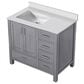 Lexora Home Jacques 36" Left Offset Single Bathroom Vanity in Distressed Grey with 2 cm White Cultured Marble Top and Rectangular Sink, , large