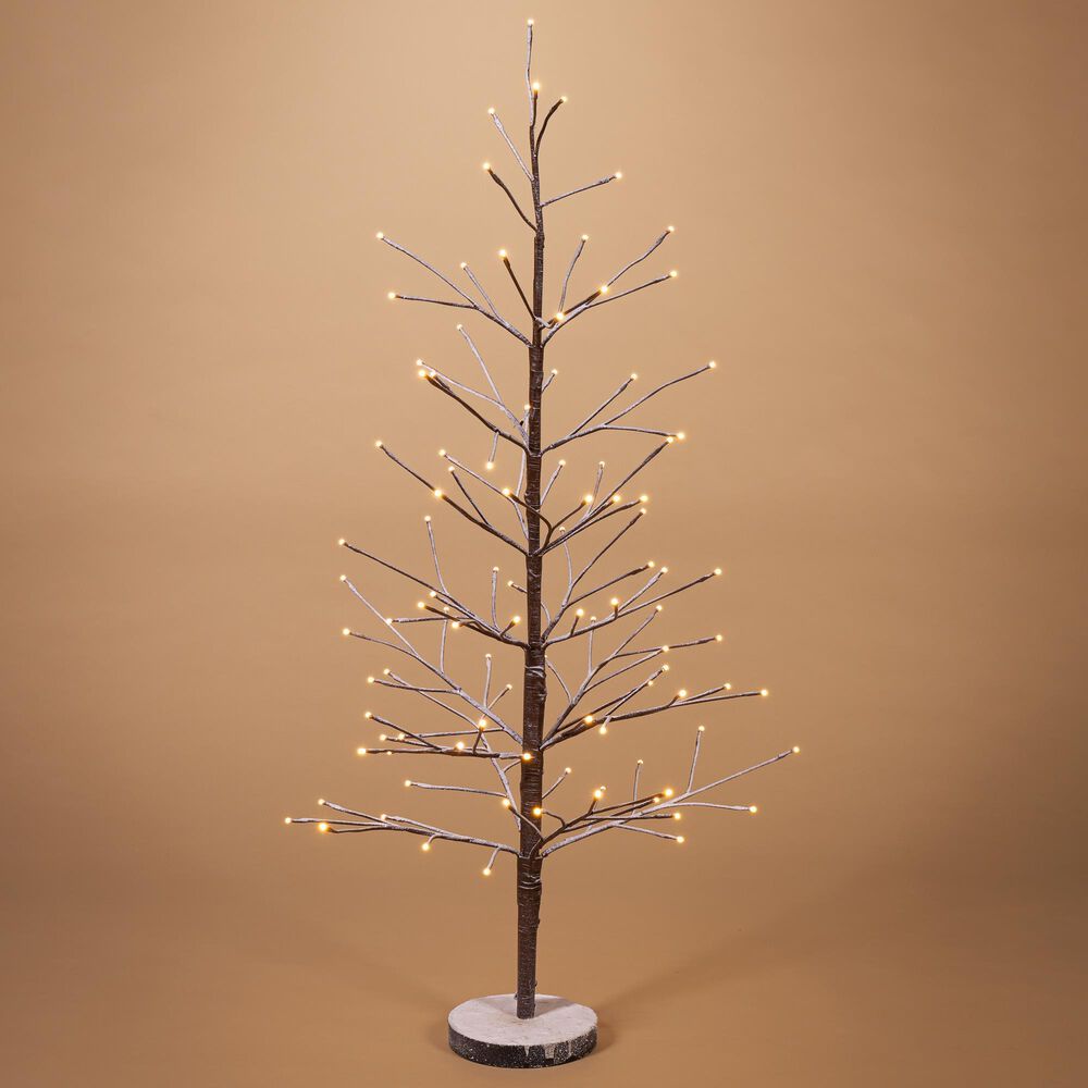 The Gerson Company 5" Electric UL Lighted Snowy Tree with 146 LED Lights in Brown, , large