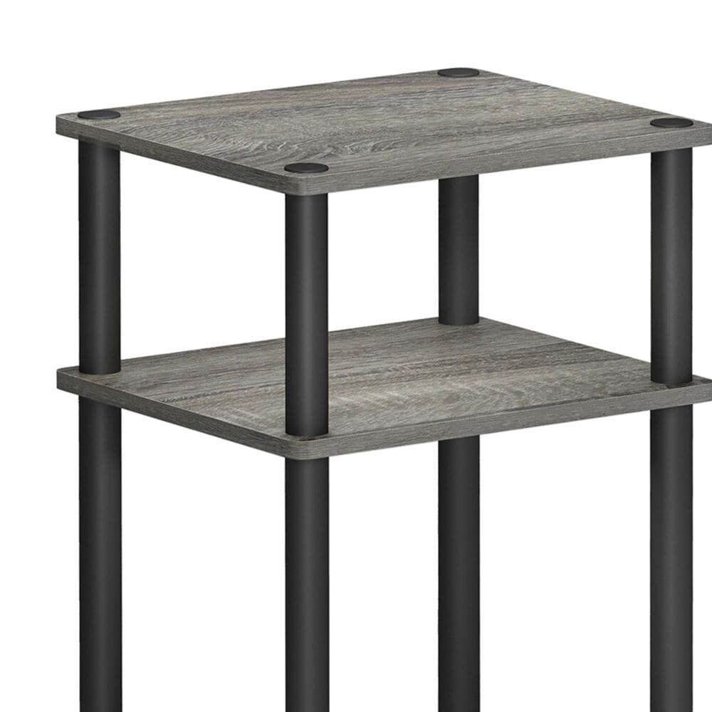 HOMLUX 3-Tier Turn-N-Tube End Table in French Oak Grey and Black (Set of 2), , large