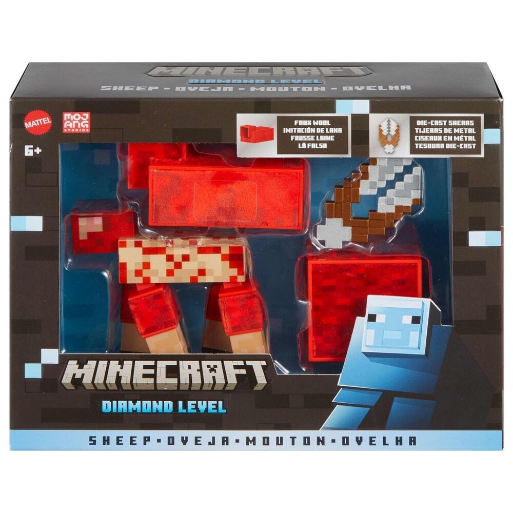 Mattel Minecraft 5.5&quot; Diamond Level - Sheep Action Figure with 3 Accessories in Red, , large