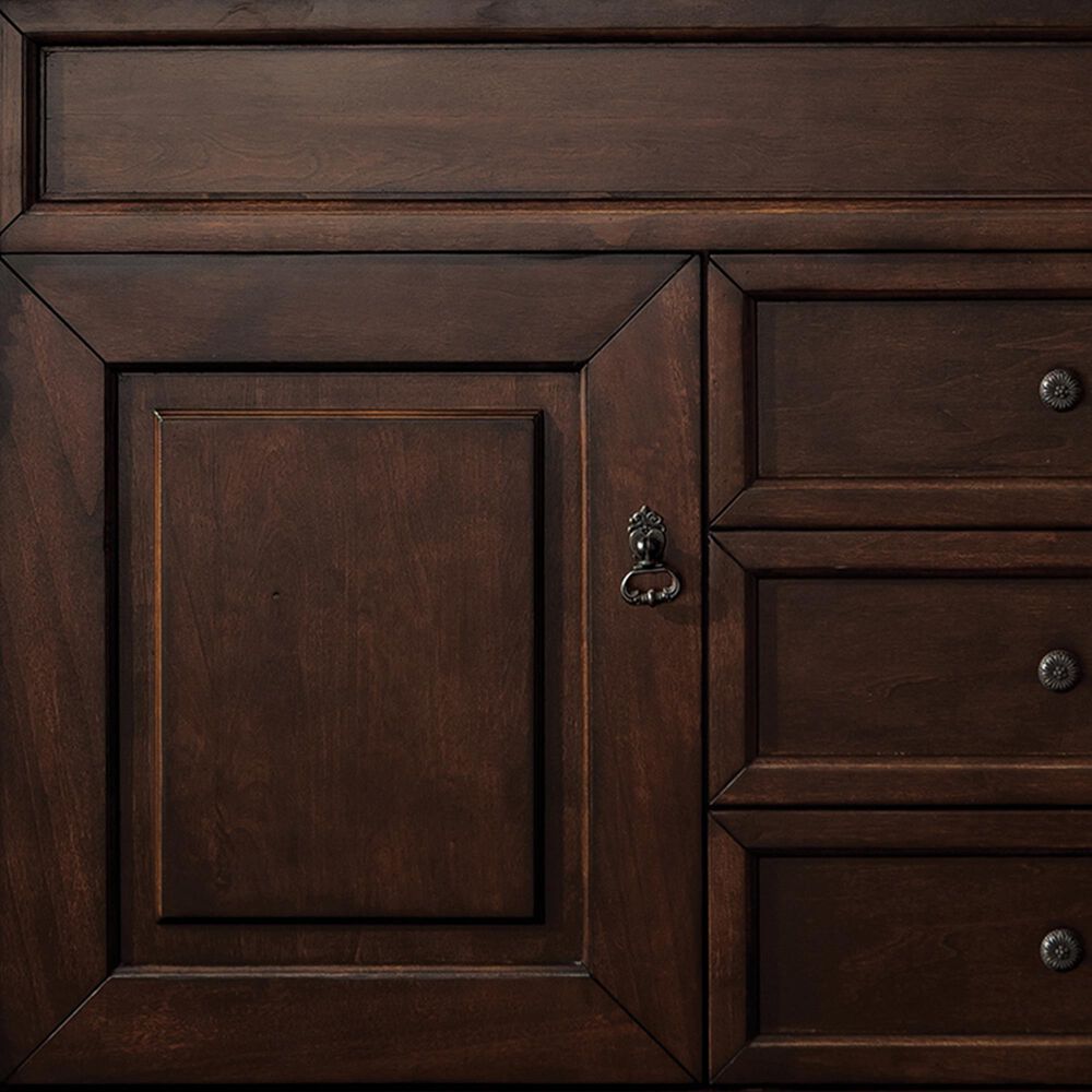 James Martin Vanities Brookfield 60&quot; Double Bathroom Vanity in Burnished Mahogany with 3 cm Lime Delight Quartz Top and Rectangular Sinks, , large