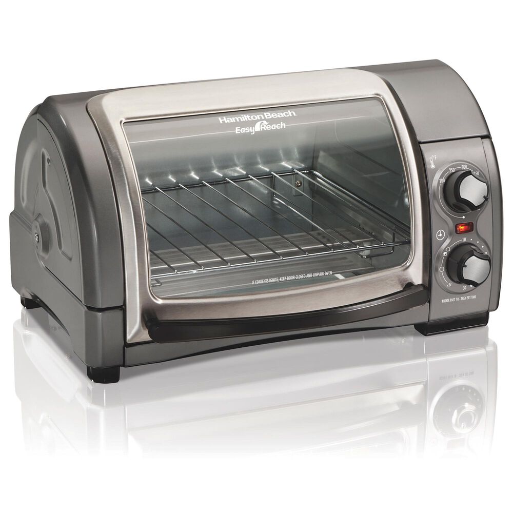 Hamilton Beach 4-Slice Easy Reach Toaster Oven with Roll Top Door in Gray, , large