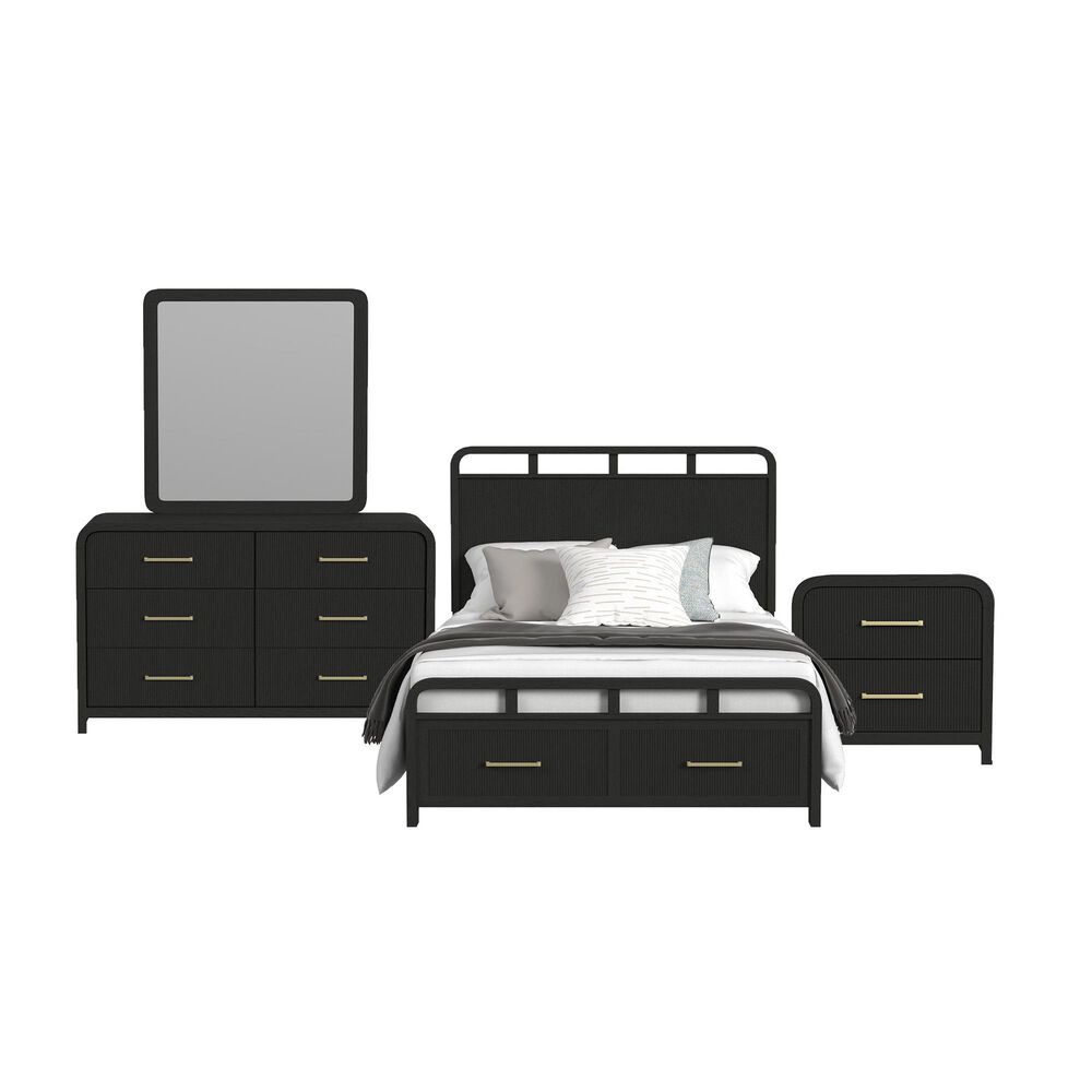Mayberry Hill Ridgemont 4-Piece Queen Storage Bedroom Set in Black, , large